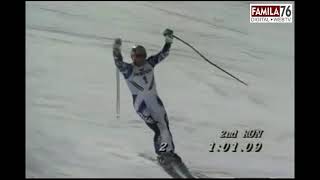 Alberto Tomba seconda manche e vittoria medaglia dOro Sierra Nevada 1996 commento Bruno Gattai [upl. by Asilim848]