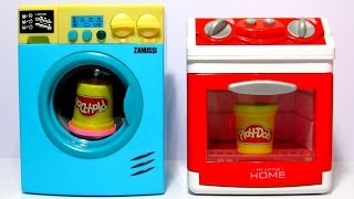 Игрушечная стиральная машина Игрушечная плита и Плей До Toy Washing Machine Toy Stove with Play Doh [upl. by Ameline233]