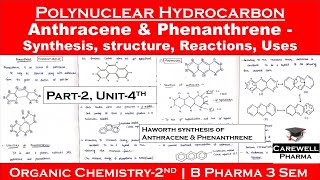 Polynuclear hydrocarbons  Anthracene  Phenanthrene  Synthesis ReactionsUses  P2Unit4 POC2 [upl. by Erle749]