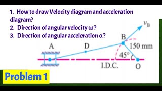 Problem 1on velocity and acceleration diagram for Slider crank mechanism Theory of machines [upl. by Lilly]