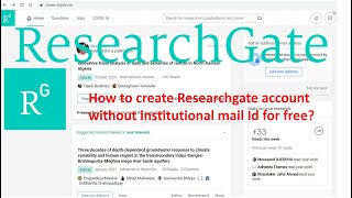 How to create Researchgate account without institutional email id [upl. by Marney]