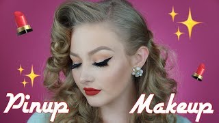 GO TO PINUP  VINTAGE INSPIRED MAKEUP  HAIR [upl. by Nevad]