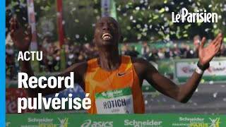 Marathon de Paris  le Kenyan Elisha Rotich s’impose et pulvérise le record de l’épreuve [upl. by Akinorev]