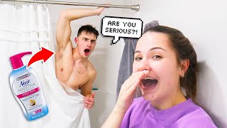 REVENGE NAIR HAIR REMOVAL PRANK ON HUSBAND I ACTUALLY DID IT [upl. by Perrie]