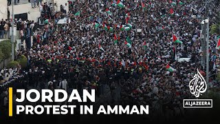 Jordanian security forces block off roads leading to the Israeli embassy in Amman due to rallies [upl. by Solley]