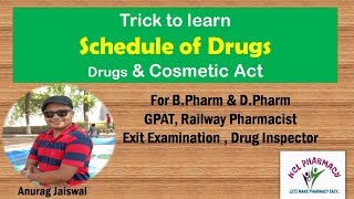 Trick to learn Schedule of drugs  Drug amp Cosmetic Act [upl. by Edbert182]