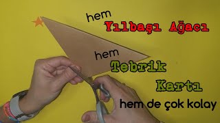 Yılbaşı Ağacı Yapımı  Yılbaşı Kartları  Yeni Yıl Kartı  Tebrik Kartı  DIY  Kendin Yap [upl. by Ainafets]