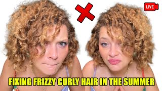 FIXING FRIZZY CURLY HAIR IN THE SUMMER a guide to refreshing [upl. by Takeo]