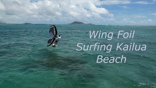 Wing Foil Surfing in Hawaii Kailua Beach [upl. by Drazze580]