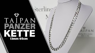 Taipan flach Panzerkette 13mm breit 65cm lang 925 Sterling Silber [upl. by Orling473]