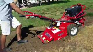 Barreto HeavyDuty FullSized Tiller Rental How to operate in very hard soil [upl. by Yvonner]