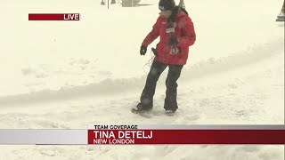 Checking on conditions in New London during Thursdays wintry weather [upl. by Eelorac]