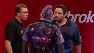 BOILING OVER 😡  Peter Wright and Adrian Lewis CLASH at the Players Championship Finals [upl. by Llerdnod]