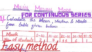 Statistics  Mean Median amp Mode In Continuous Series Easy for Exam [upl. by Kalb]