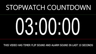 3 Hours or 180 Minutes Stopwatch Alarm Countdown with Flip clock sound countdown stopwatch time [upl. by Jaqitsch]