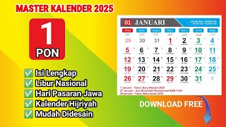 GRATIS DOWNLOAD TEMPLATE KALENDER TAHUN 2025 LENGKAP DENGAN HARI LIBUR NASIONAL [upl. by Gates707]