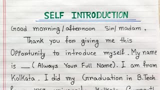 Self introduction for interview  How to introduce yourself Tell me about yourself interview [upl. by Akibma]