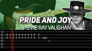 Stevie Ray Vaughan  Pride and Joy solos Guitar lesson with TAB [upl. by Einyaj]