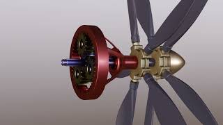 Contra rotating propellers with a planetary gearbox [upl. by Jorgensen]