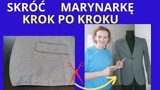 SKRACANIE MARYNARKI KROK PO KROKU Jak skrócić marynarkę  Instrukcja Wykończenie rozporka DIY [upl. by Atteroc]