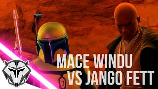 Star Wars Battlefront 2  Mace Windu vs Jango Fett from Attack of the Clones [upl. by Sucam]