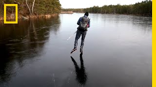 Hear the Otherworldly Sounds of Skating on Thin Ice  National Geographic [upl. by Nosiddam250]