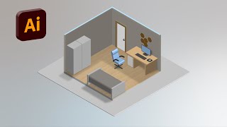 Bedroom Design Illustration  Isometric Room  Adobe Illustrator [upl. by Hatfield]