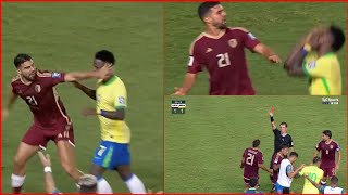 Alexander González Red Card for slapping Vinicius Junior in the face Venezuela vs Brazil 11 Goals [upl. by Lrem]