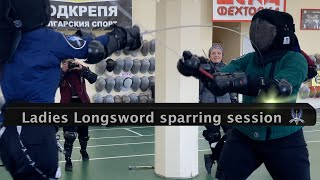 Ladies Longsword fencing  New student first sparring session [upl. by Xavler]