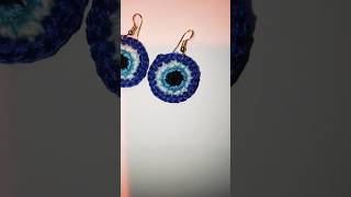 Crochet evil eye earrings 🧿🩷music crochet craft crocheting crochettutorial evileye [upl. by Beyer]