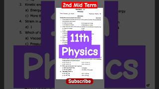 11th Physics 2nd Mid Term Question Paper exam [upl. by Ennoid909]