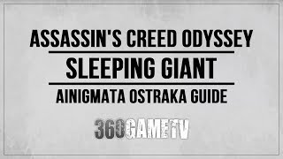 Assassins Creed Odyssey Sleeping Giant Ainigmata Ostraka Location  Solution  Fate of Atlantis DLC [upl. by Alrzc]