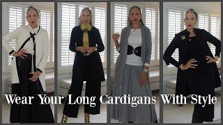 How To Style Long Cardigans  My Husbands Great Taste In Handbags [upl. by Siravaj]