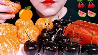 ASMR EATING CANDIED FRUITS MANDARIN ORANGE CHERRY WATERMELON TANGHULU EATING SOUNDS asmr [upl. by Yecaw969]