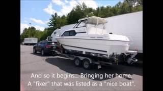 Bayliner 2452 Sterndrive to outboard conversion project walk through and history [upl. by Berke]