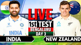 India vs New Zealand 1st Test Day 3  IND vs NZ Live Match  Live Cricket Match Today IND Batting [upl. by Nosnevets]