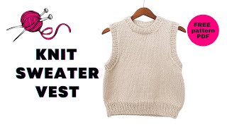 FREE Cropped Vest KNITTING PATTERN  TUTORIAL [upl. by Ping136]