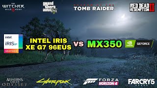 Nvidia MX350 vs i7 1165G7 Intel Iris Xe Graphics  Test in 8 Games in 2021 [upl. by Storz]