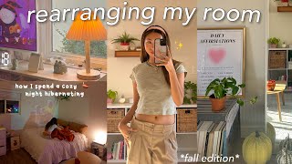 mini room makeover 🍂 rearrangingbc I got bored  how to spend a COZY night alone🍵 [upl. by Rehtae534]