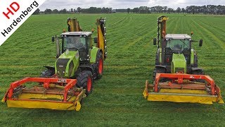 Mowing second grass  Claas  Fella Triples  2e snede gras maaien  Lagerweij  Renswoude  2017 [upl. by Esiuolyram657]