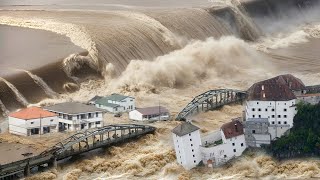 Footage of dam failure in Tennessee USA Major flooding washes away homes and bridges [upl. by Sharia]