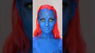 Mystique cosplay tutorial 💙 makeup cosplay mystique makeuptransformation xmen [upl. by Ahsyak]