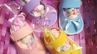 ZAPATITOS DE NIÑA PARA BABY SHOWER CON FOAMY O GOMA EVA  Baby Shower souvenir DIY [upl. by Dinny]