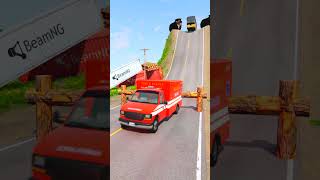 Cars amp Repair Trucks vs Log Trap  BeamNGDrive beamngdrive beamng car bus truck shorts [upl. by Demetrius944]