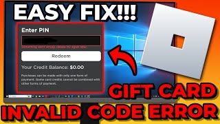 How To Fix Unexpected Error Or Invalid Code For Redeeming Gift Card For Roblox 2024 [upl. by Kenelm728]