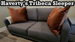 Havertys Tribeca Sleeper Sofa Couch Queen Anthracite Unboxing Review First Impression Setup [upl. by Krissie]