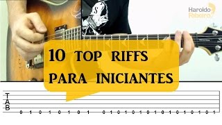 10 RIFFS FÁCEIS DE GUITARRA PARA INICIANTES  COM TAB2017 [upl. by Silletram]