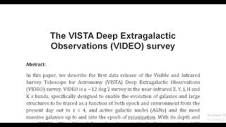 The VISTA Deep Extragalactic Observations VIDEO survey [upl. by Nedyaj665]