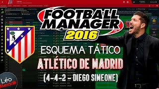 ESQUEMA TÁTICO DO ATLÉTICO DE MADRID 442 Diego Simeone  Football Manager 2016 FM 2016 [upl. by Avi]