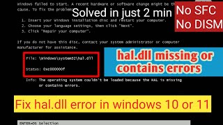 Quick Fix Resolve Haldll Blue Screen in Windows 10 in 2 Minutes No SFC or DISM [upl. by Aileen171]